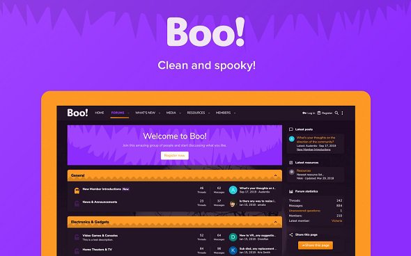 Boo! 2.1.8.1.0 – темный премиум стиль XenForo 2